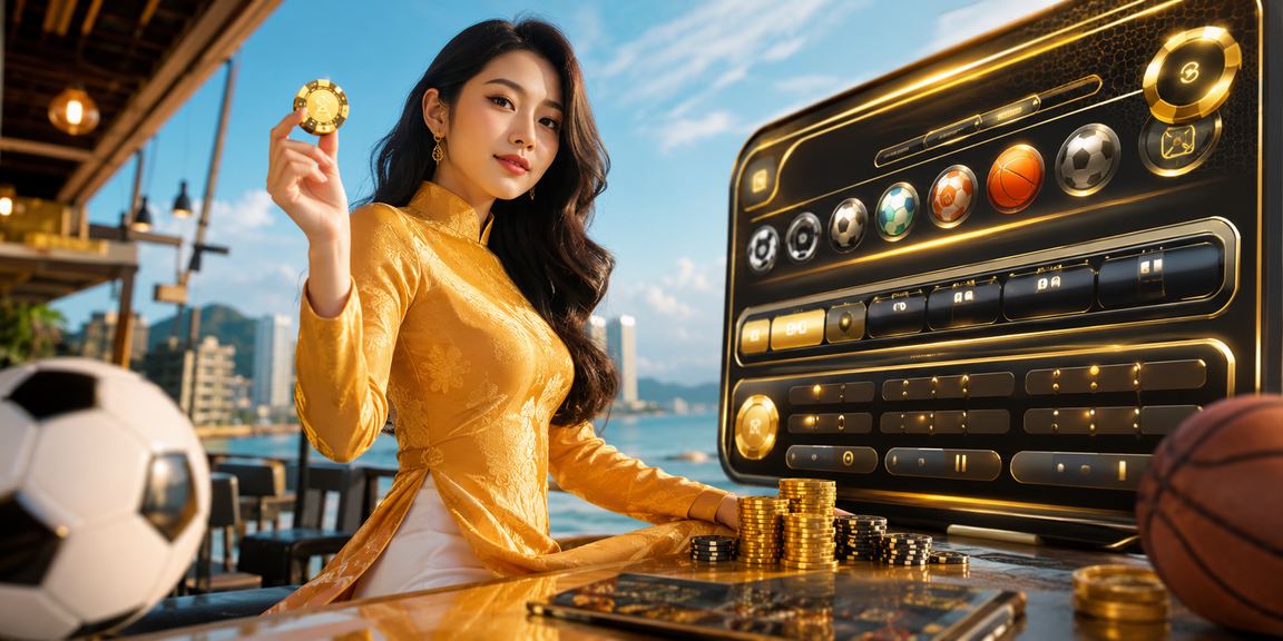 Phụ nữ mặc áo dài tại Vũng Tàu sử dụng điện thoại tham gia cá cược trực tuyến trên nền tảng e42